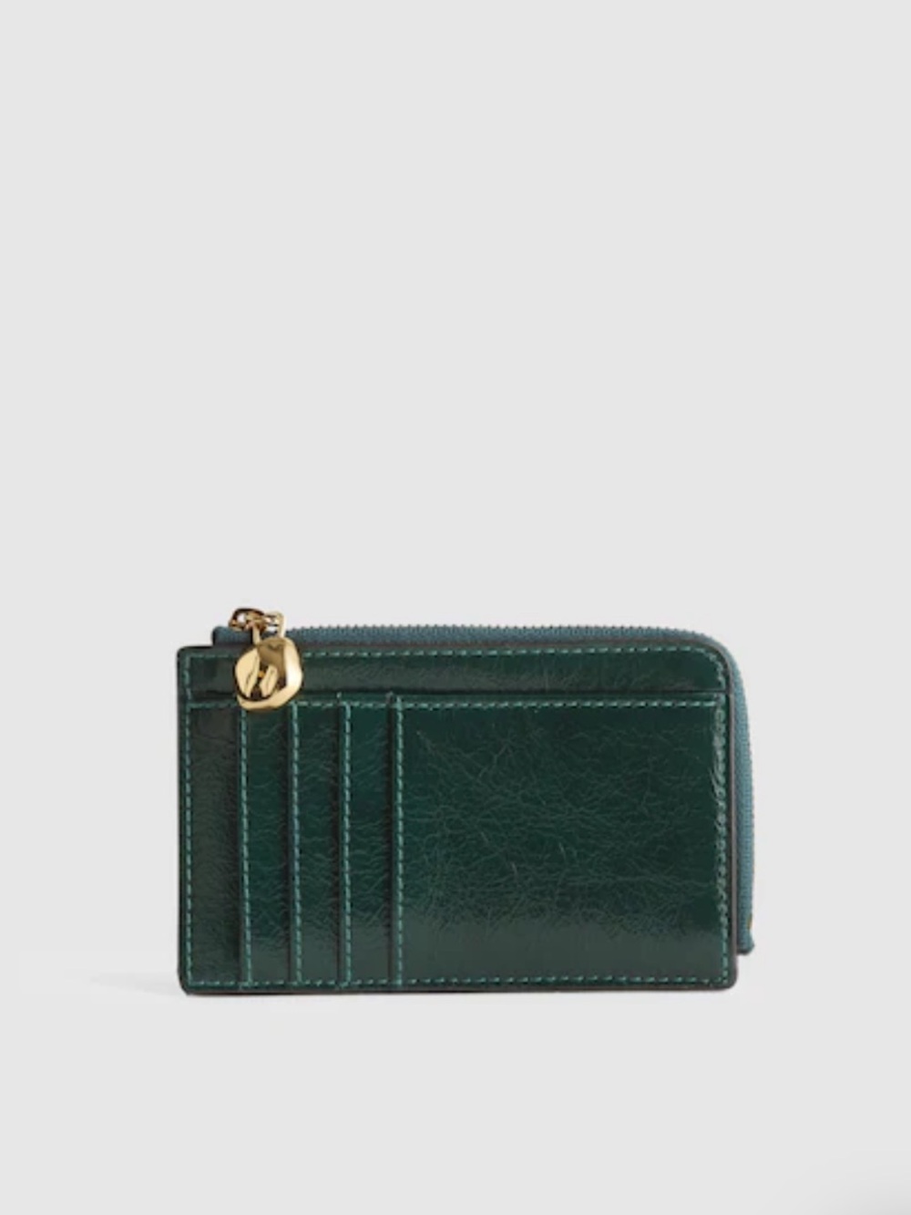 Madewell - The Essential Zip Card Case Wallet in Forest Green Patent Leather